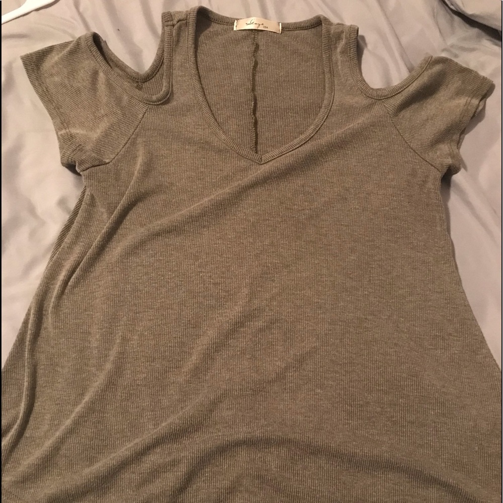 Green cold shoulder shirt